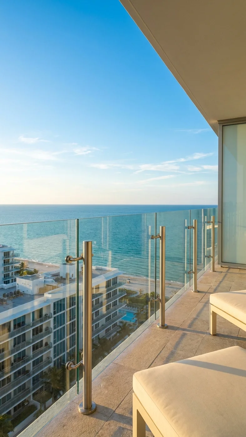 Oceanfront glass railing on the First Coast
